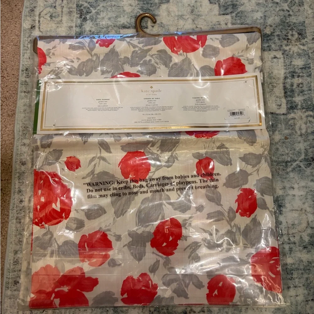 Kate Spade Red and Gray Floral Table Runner - Picture 3 of 3